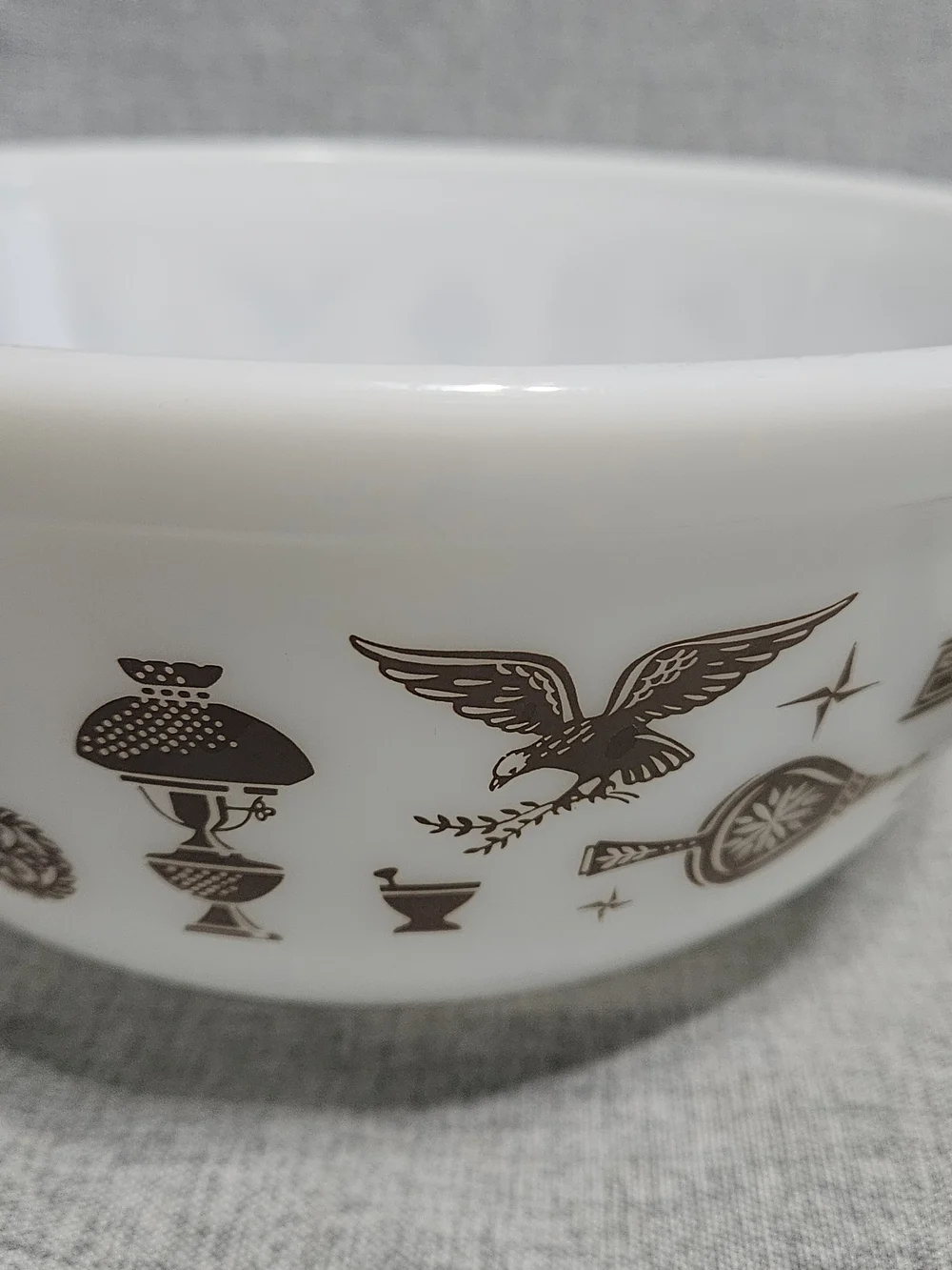 Pyrex White Milk Glass Bowl with Embossed Logo Eagle Farmhouse 401 & 403